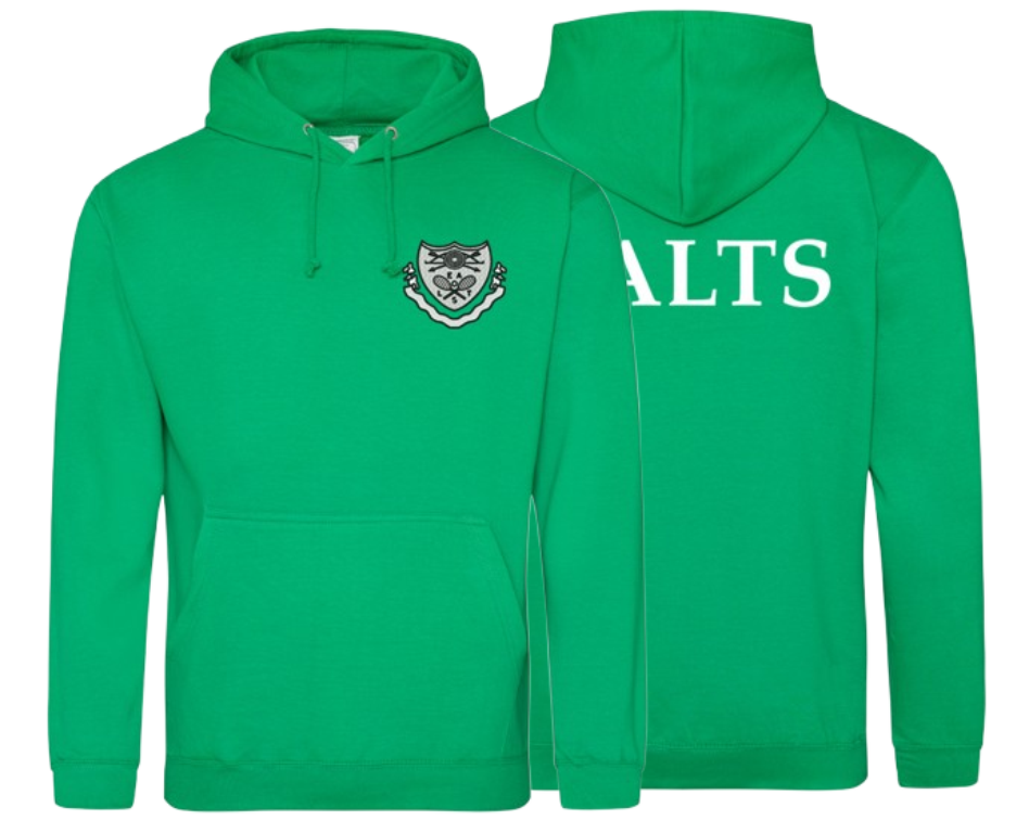Deluxe feel hooded sweater with club logo printed left breast and EALTS printed to the back